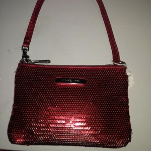 Michael Kors RARE Sequin Red Leather Wristlet
